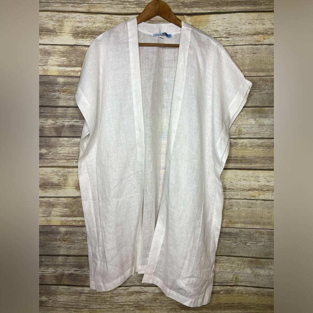 White Open-Front Cardigan with Cap Sleeves